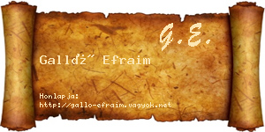 Galló Efraim névjegykártya